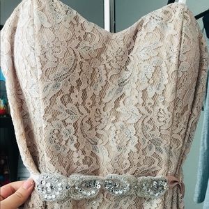 Light pink with sparkles formal floor length gown